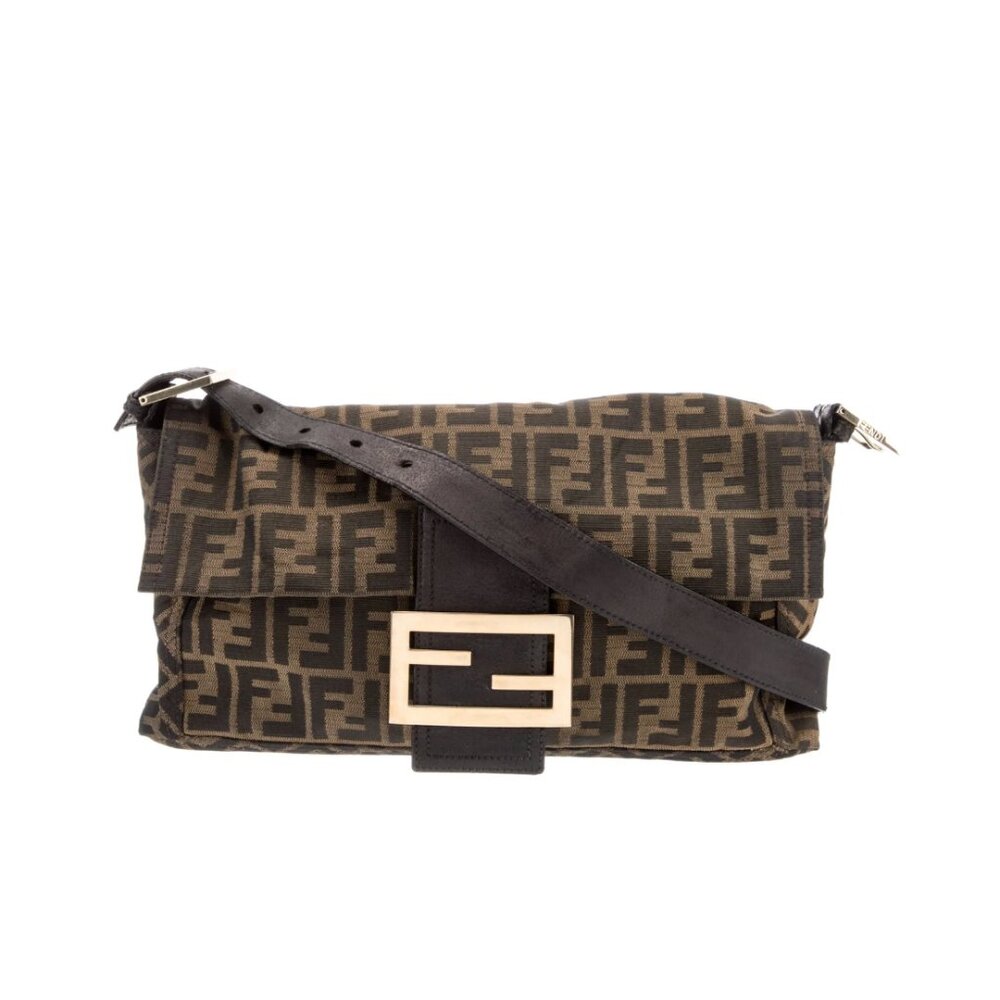 Fendi Zucca FF Logo Baguette Large - Authentic Pre-Loved Great Condition